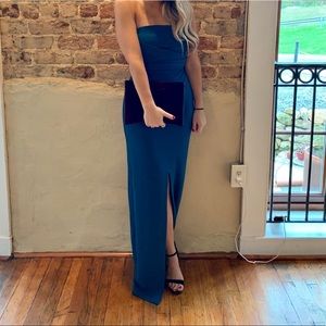 Green/blue wedding guest dress
